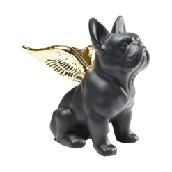 KARE dekorativ figur Sittende engelhund, svart/gull, steintøy