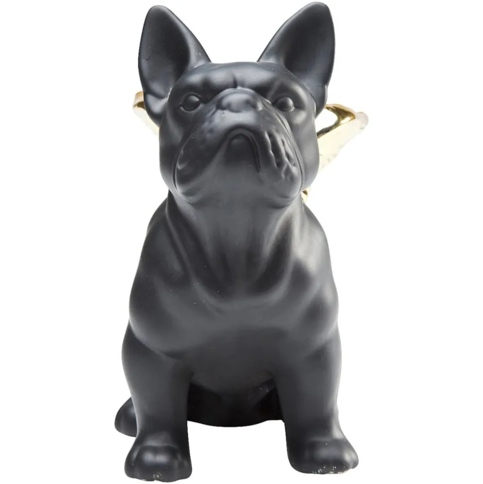 KARE dekorativ figur Sittende engelhund, svart/gull, steintøy