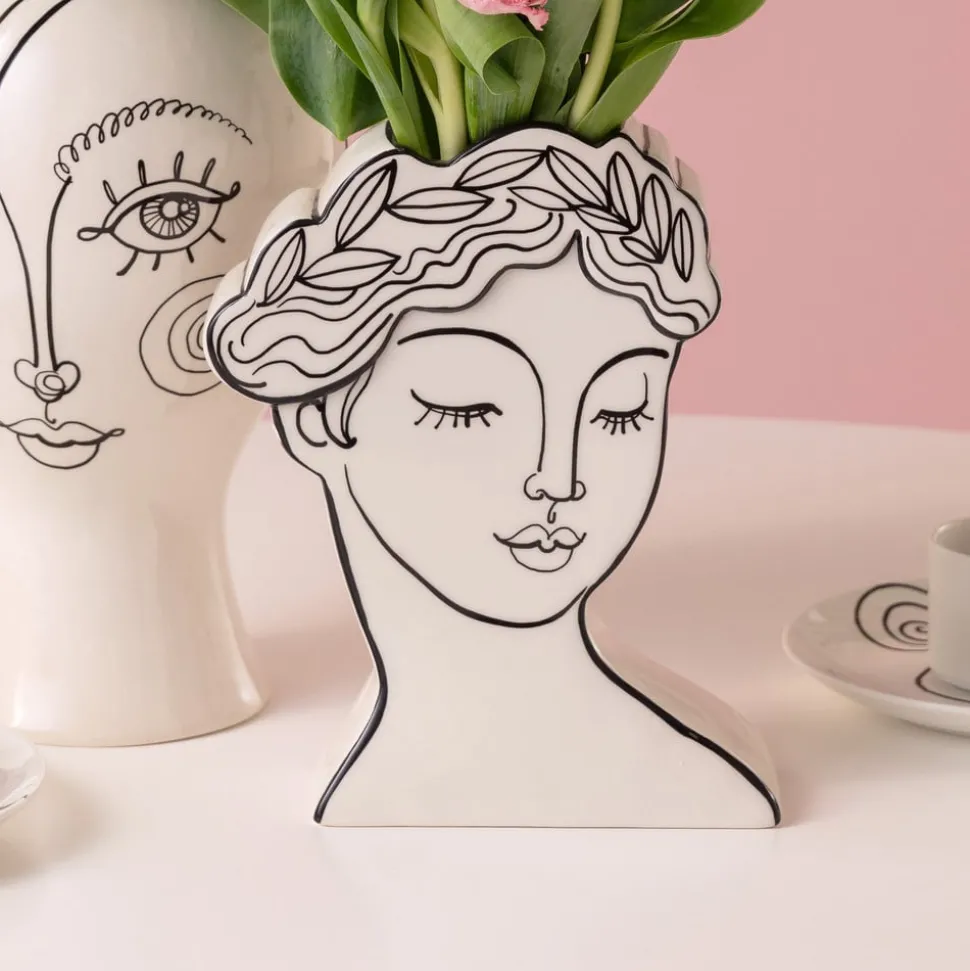 KARE Favola Lady-vase, høyde 25 cm, keramikk, svart/hvit