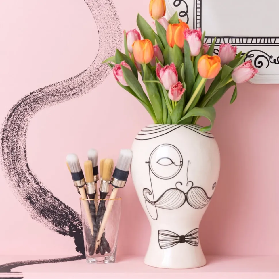 KARE Favola Men vase, høyde 30 cm, keramikk, svart/hvit