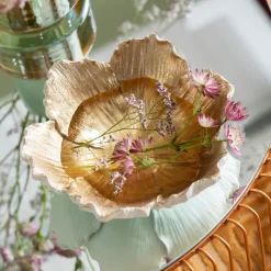 KARE Flower Bloom dekorativ skål, krem/gull, håndlaget