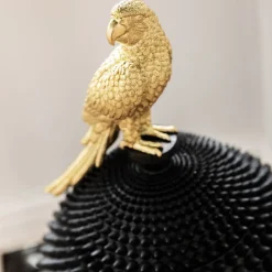 KARE Papegøyedekorasjonsboks, høyde 40 cm, polyresin, svart, gull
