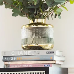 KARE Vase LA Noble, høyde 18 cm, glass, gull/klar, håndlaget