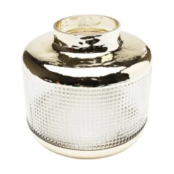 KARE Vase LA Noble, høyde 18 cm, glass, gull/klar, håndlaget