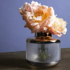 KARE Vase LA Noble, høyde 18 cm, glass, gull/klar, håndlaget