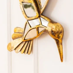 KARE veggobjekt Hummingbird Mirror, polyresin, glass, gull