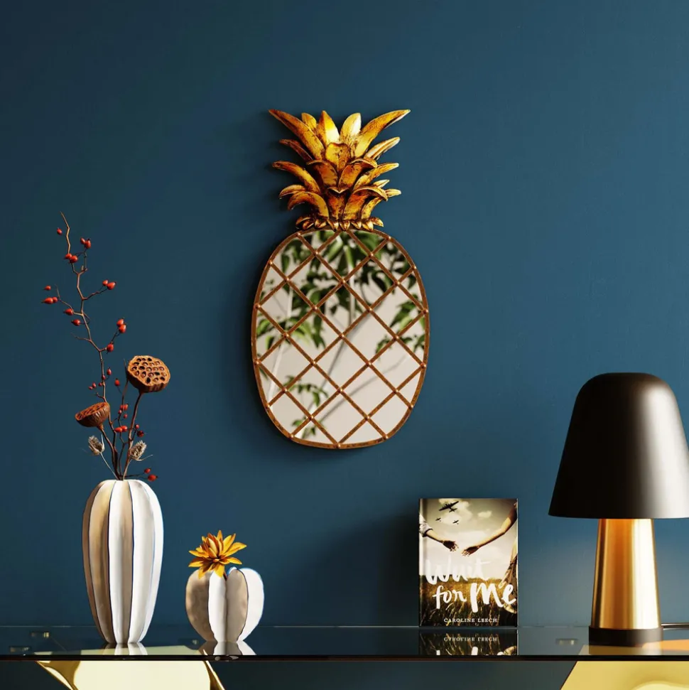 KARE veggobjekt Pina Mirror, polyresin, glass, 50 cm, gull