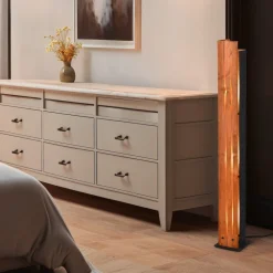 Karuni gulvlampe, tre, metall, lysebrun, svart