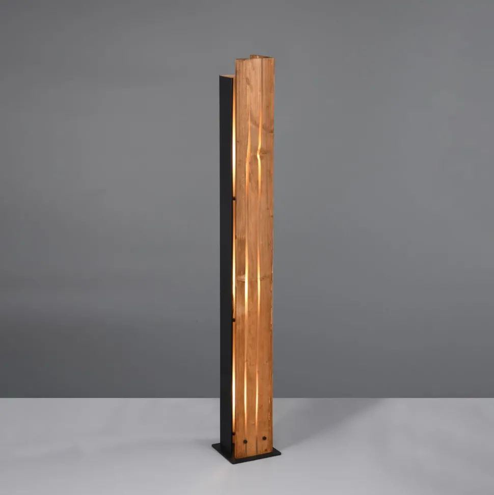 Karuni gulvlampe, tre, metall, lysebrun, svart