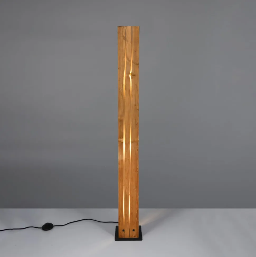 Karuni gulvlampe, tre, metall, lysebrun, svart