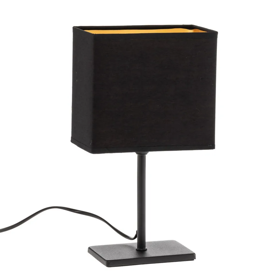 Kate-bordlampe med stoffskjerm, svart/gull
