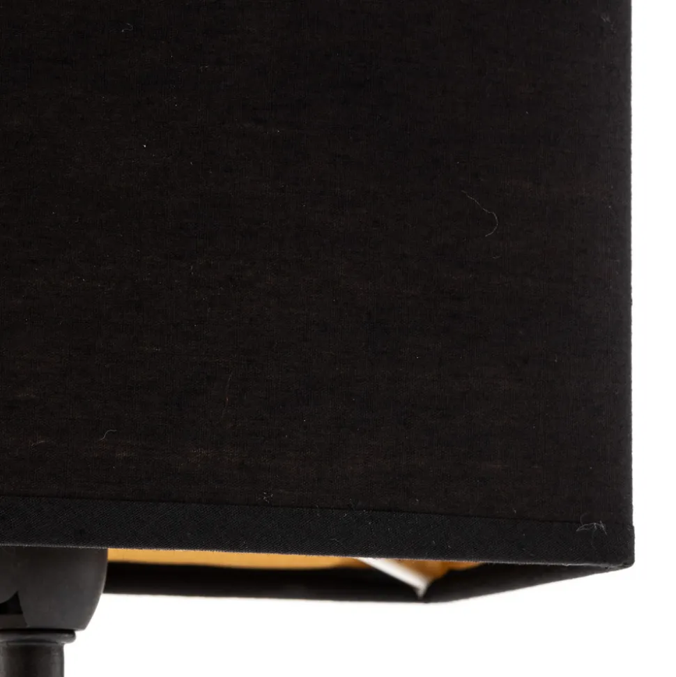 Kate-bordlampe med stoffskjerm, svart/gull