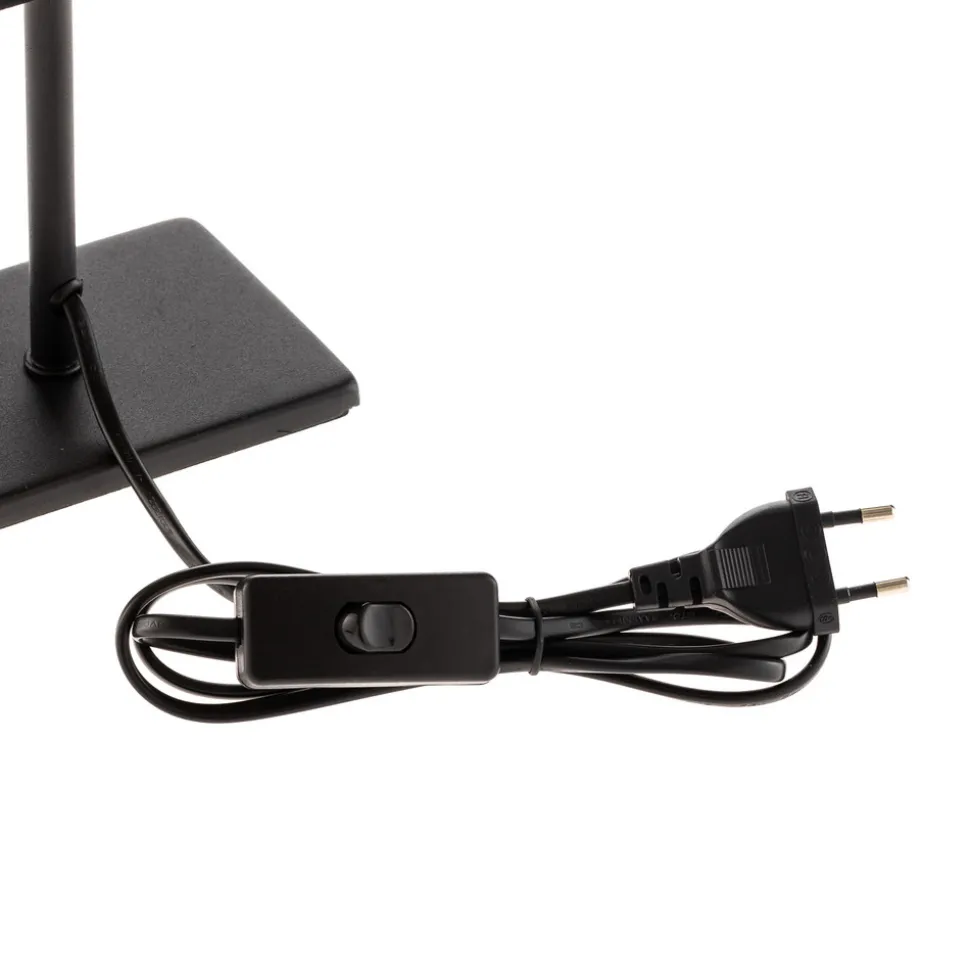 Kate-bordlampe med stoffskjerm, svart/gull