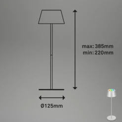 Kiki LED-bordlampe, matt krom, IP44, 3000 K, RGBW