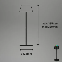 Kiki LED-bordlampe, svart, IP44, 3000 K, RGBW