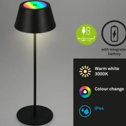 Kiki LED-bordlampe, svart, IP44, 3000 K, RGBW