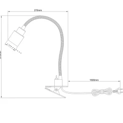Klemmebordlampe Andres, fleksibel hals, svart