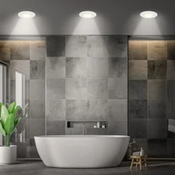 Klira innfellingslampe, hvit, Ø 9 cm, IP44, sett med 3 stk