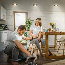 Klira innfellingslampe, svart, Ø 9 cm, svingbar, 3 stk