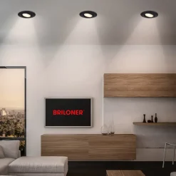 Klira innfellingslampe, svart, Ø 9 cm, svingbar, 3 stk