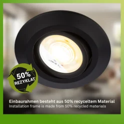 Klira innfellingslampe, svart, Ø 9 cm, svingbar, 3 stk