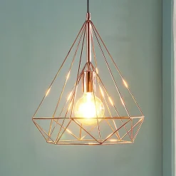 Kobberfarget pendellampe Jossa i burform