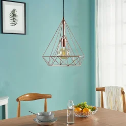 Kobberfarget pendellampe Jossa i burform