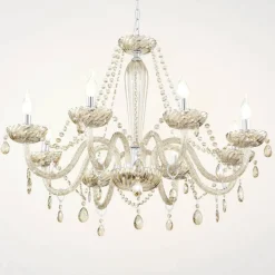 Konjakkfarget lysekrone Basilano i glass