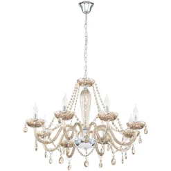 Konjakkfarget lysekrone Basilano i glass