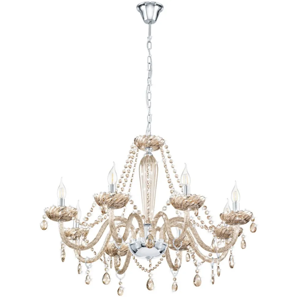 Konjakkfarget lysekrone Basilano i glass