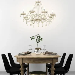 Konjakkfarget lysekrone Basilano i glass