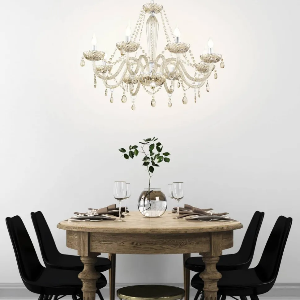 Konjakkfarget lysekrone Basilano i glass