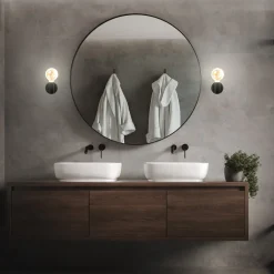 Kosol vegglampe for baderom, IP44, E27, svart