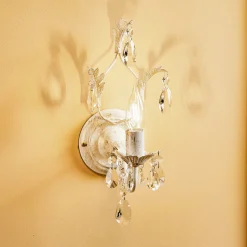 Kristallvegglampe Teresa, elfenbein, 1 lyskilde