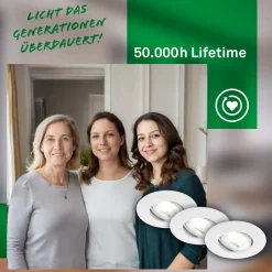 Kulana A innfellingslampe, hvit, 4000K, Ø9cm, sett med 3 stk