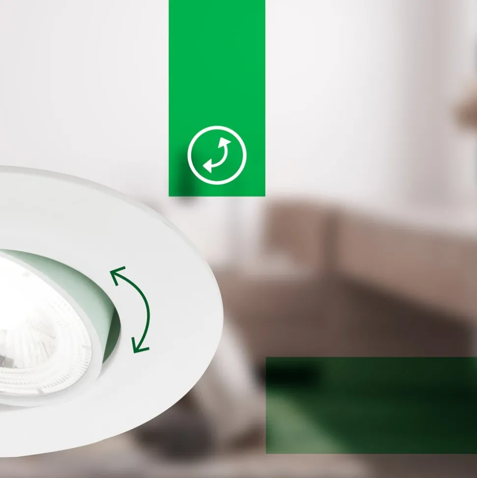 Kulana A innfellingslampe, hvit, 4000K, Ø9cm, sett med 3 stk