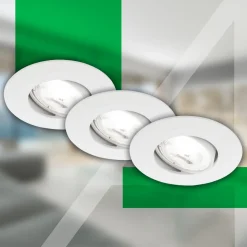 Kulana A innfellingslampe, hvit, 4000K, Ø9cm, sett med 3 stk