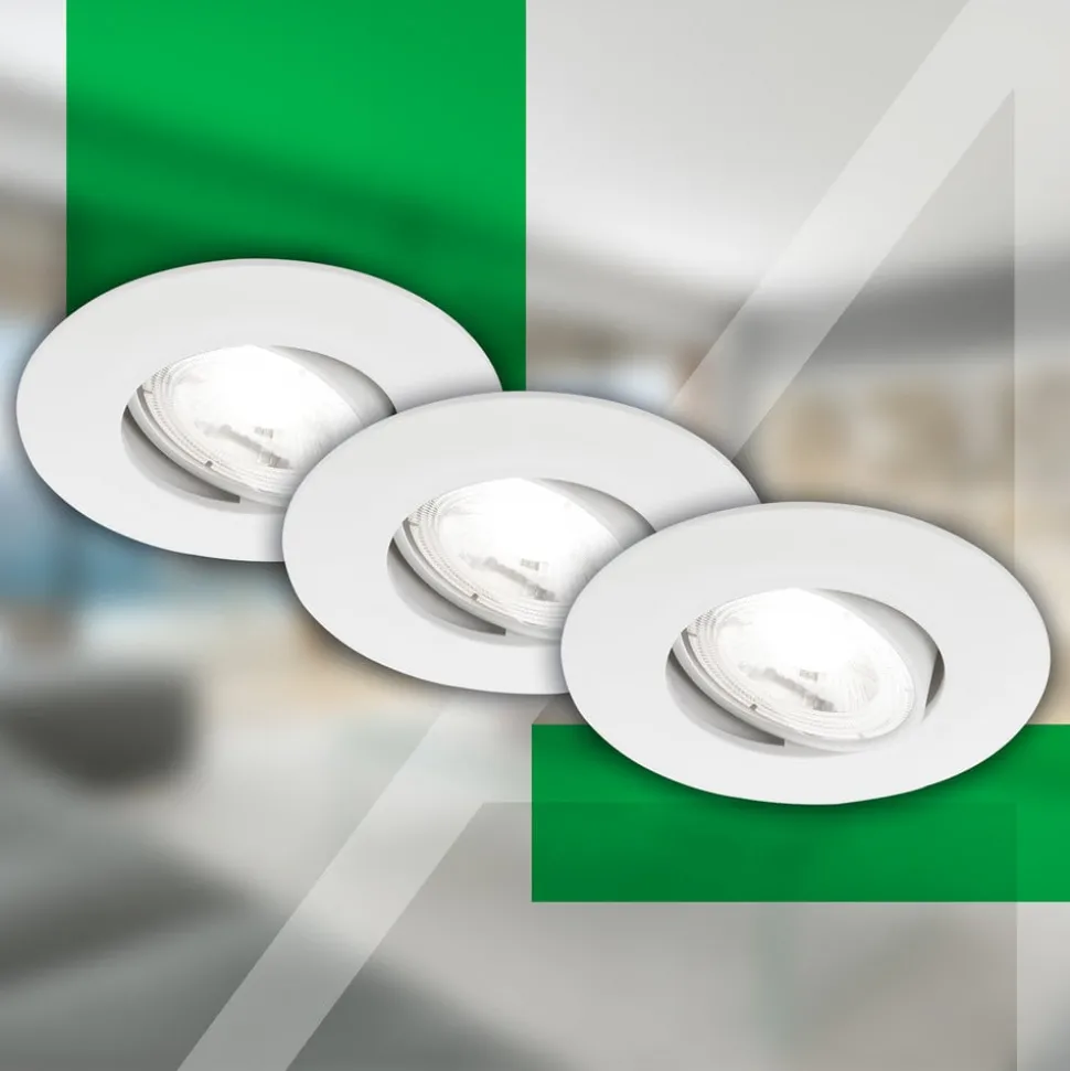 Kulana A innfellingslampe, hvit, 4000K, Ø9cm, sett med 3 stk