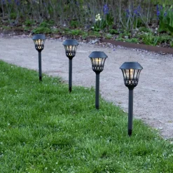 Lace LED-lampe med jordspyd, svart, høyde 31 cm, sett med 4 stk