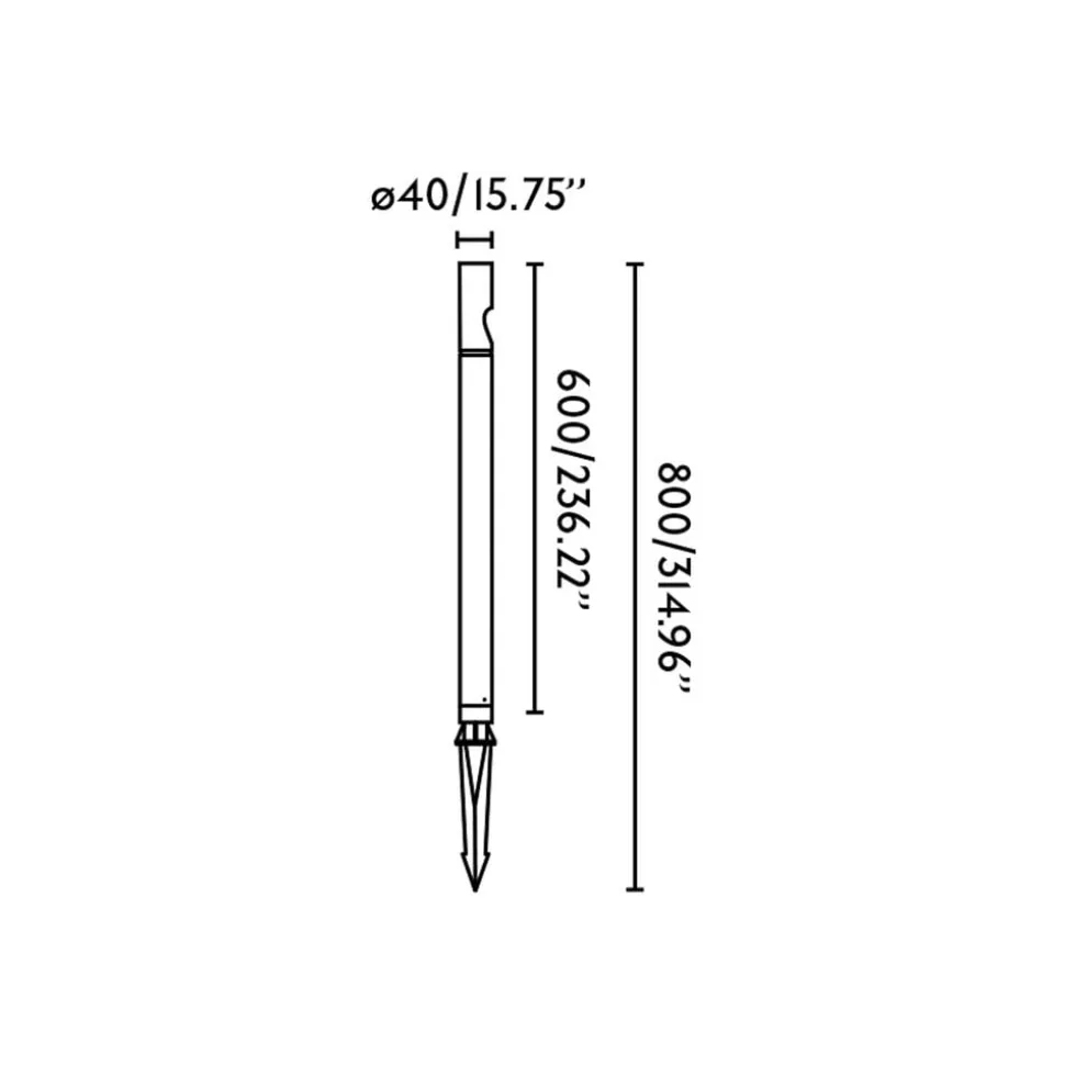 Lampe med jordspyd Bezel, svart, aluminium, høyde 60 cm
