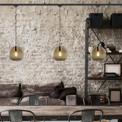 Lampeskjerm Loon Ball Mini, Ø 18 cm, røykgrå, glass