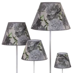 Lampeskjerm Sofia Høyde 21 cm, blomstermønster grå