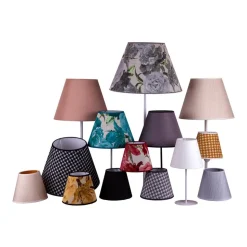 Lampeskjerm Sofia Høyde 21 cm, blomstermønster grå