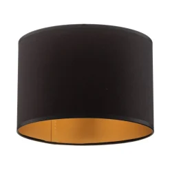 Lampeskjerm Soho, svart/gull, tekstil, Ø 18 cm
