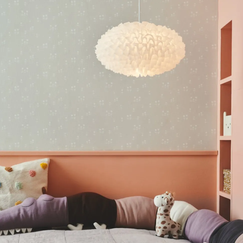 Lampeskjerm Villo 30 med rysjer, hvit