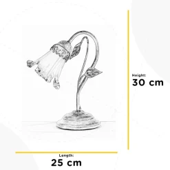 Lancia bordlampe, elfenbensfarget, 1 lyskilde, jern, glass