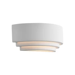 Lancio Oblong vegglampe i gips, med støpsel, hvit