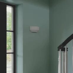 Lancio Oblong vegglampe i gips, med støpsel, hvit