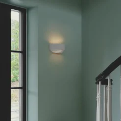 Lancio Oblong vegglampe i gips, med støpsel, hvit