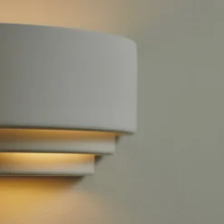 Lancio Oblong vegglampe i gips, med støpsel, hvit